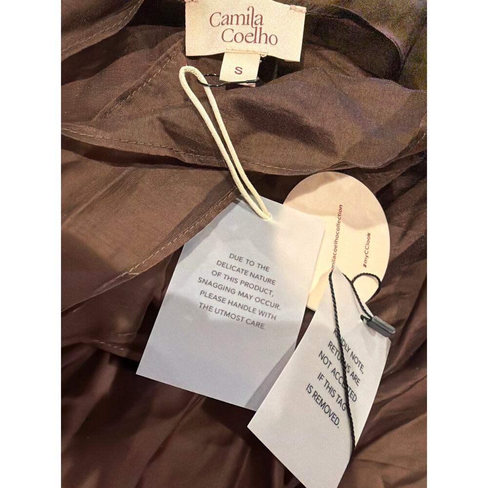 New Camila Coelho Mirelle maxi brown dress sz S $239 - Picture 6 of 6